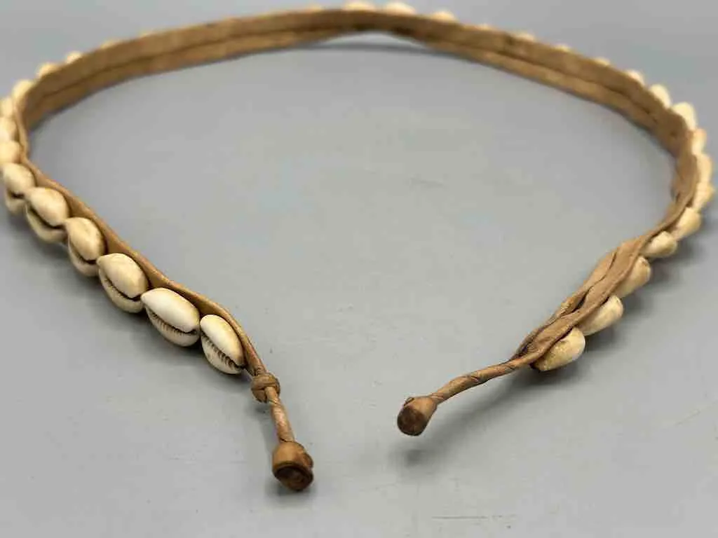 African Cultural Narrow Real Cowrie Shell-Leather Ball & Loop Closure Belt - 2 Colors