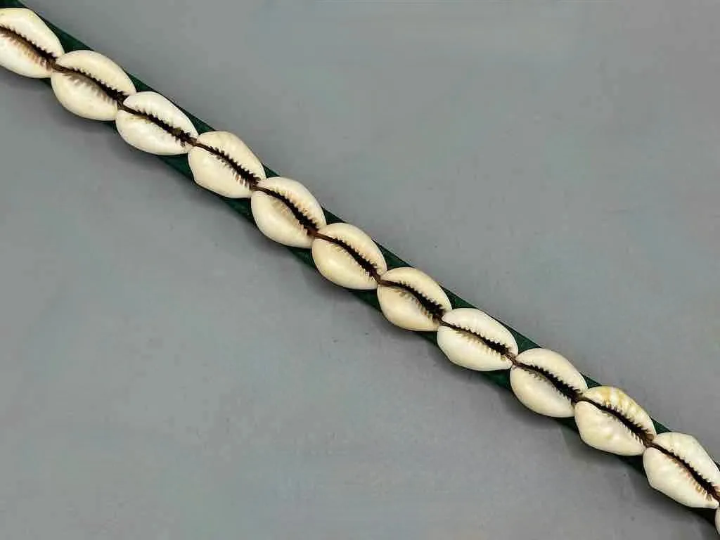 African Cultural Narrow Real Cowrie Shell-Leather Tie-Closure Finished Edges Belt - 7 colors