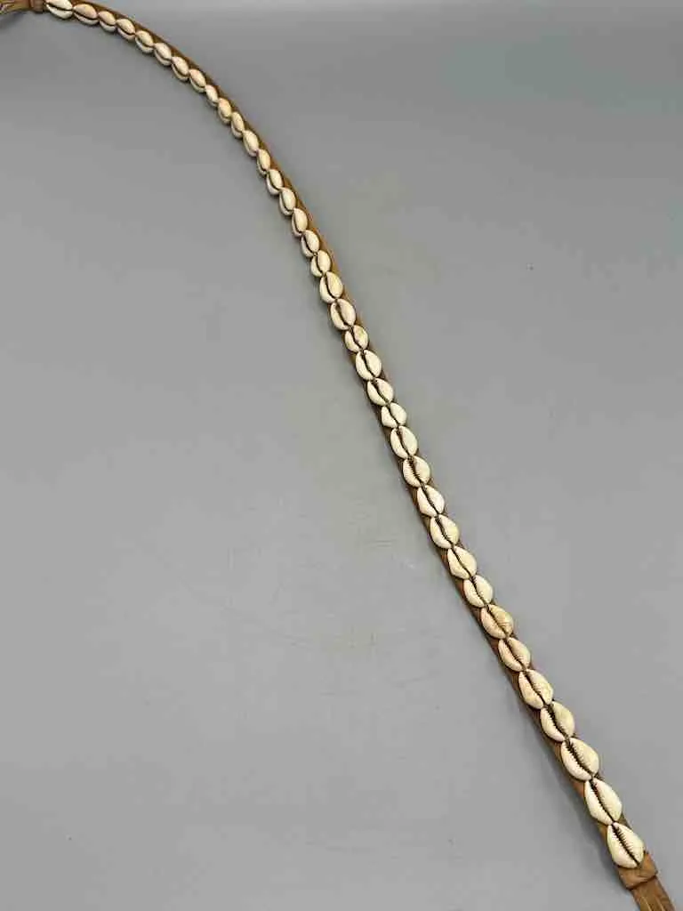 African Cultural Narrow Real Cowrie Shell-Leather Tie-Closure Finished Edges Belt - 7 colors