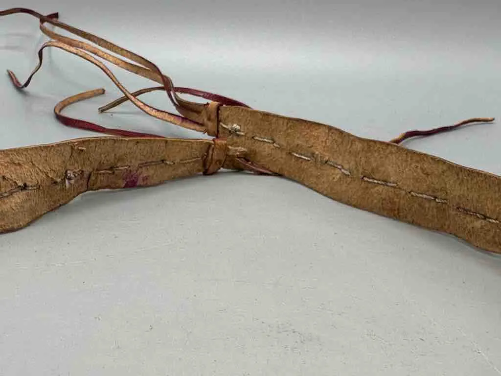 African Cultural Narrow Real Cowrie Shell-Leather Tie-Closure Unfinished Edges Belt - 4 colors