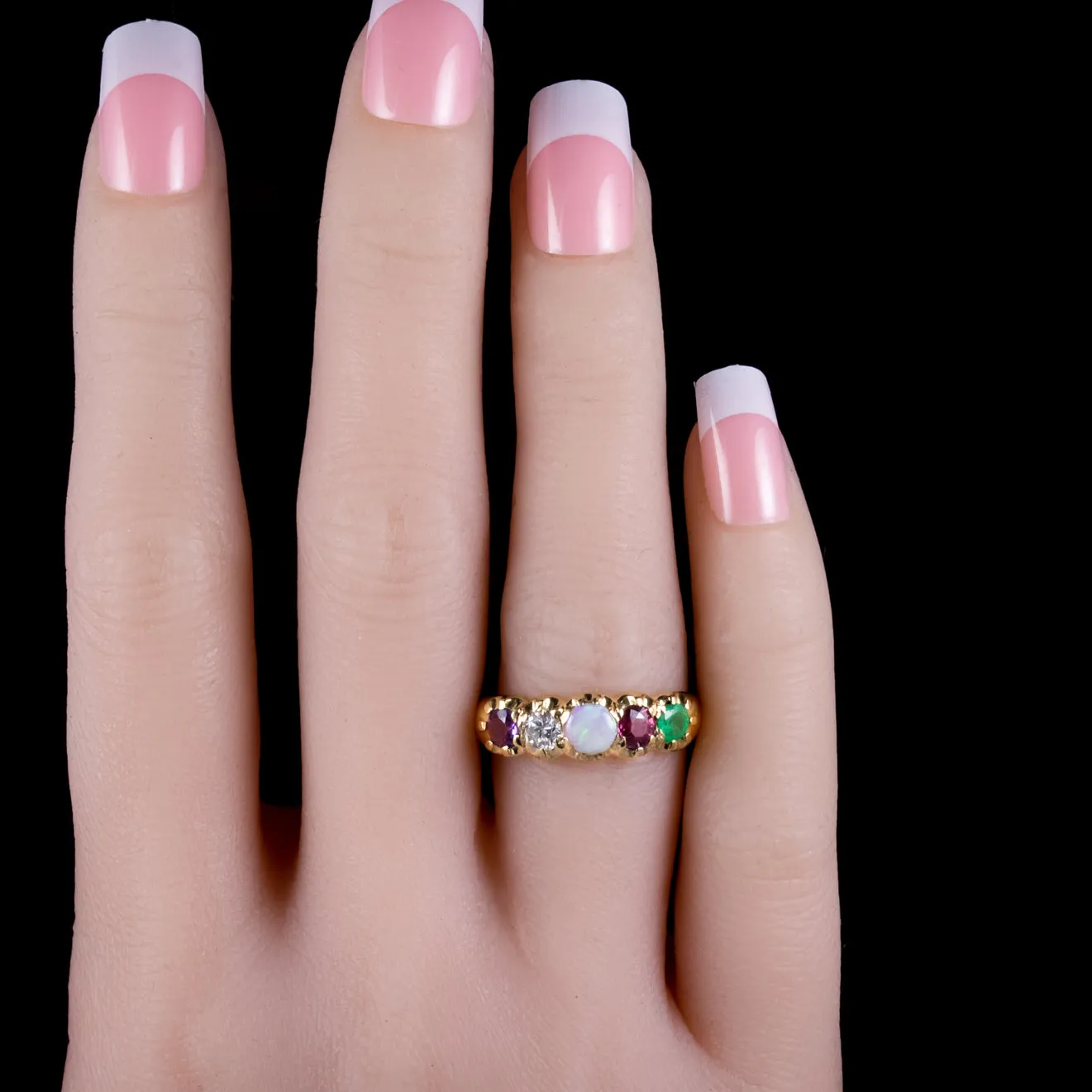 Antique Victorian 15Ct Gold Gemstone Adore Ring Circa 1900