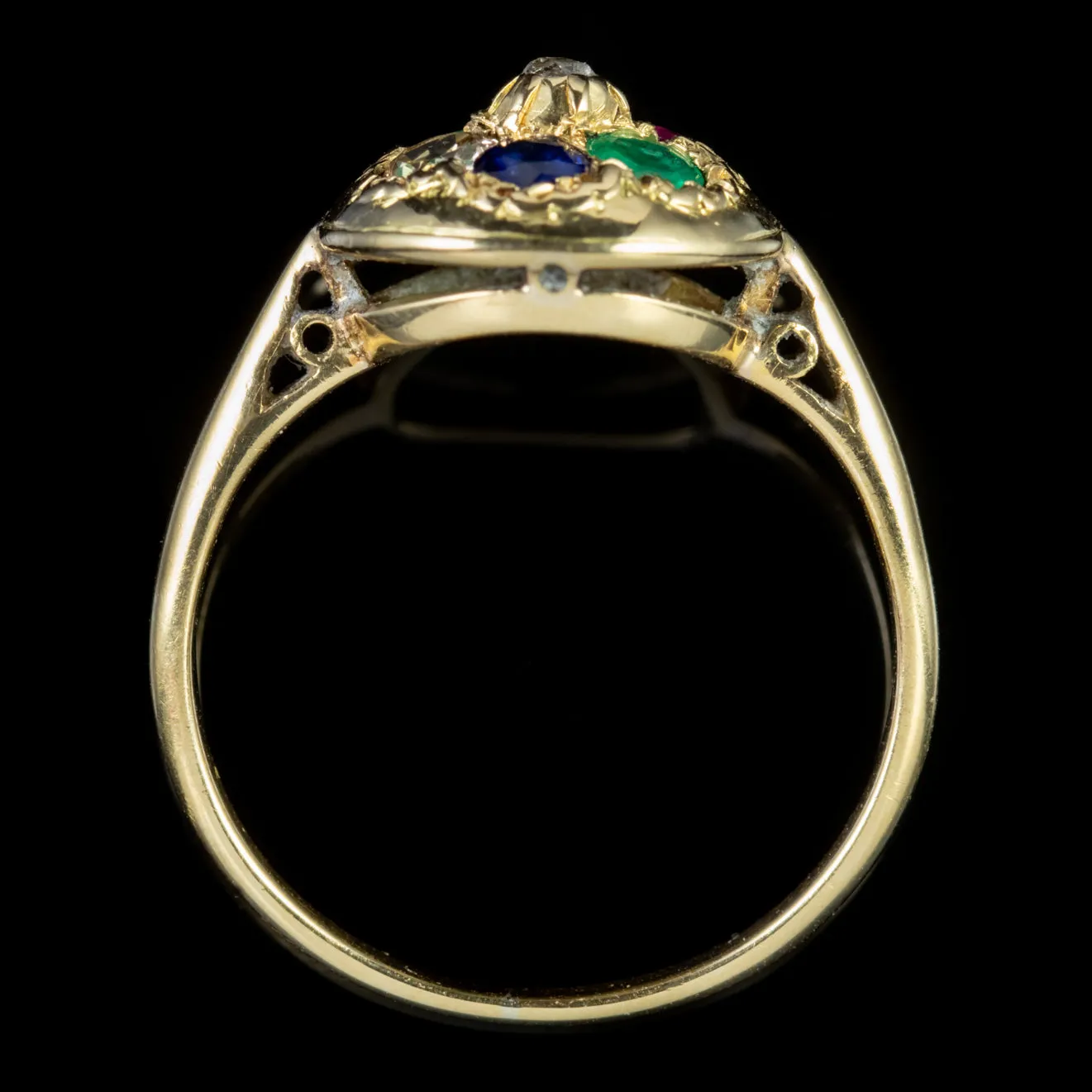 Antique Victorian Dearest Gemstone Ring 18Ct Gold Circa 1880