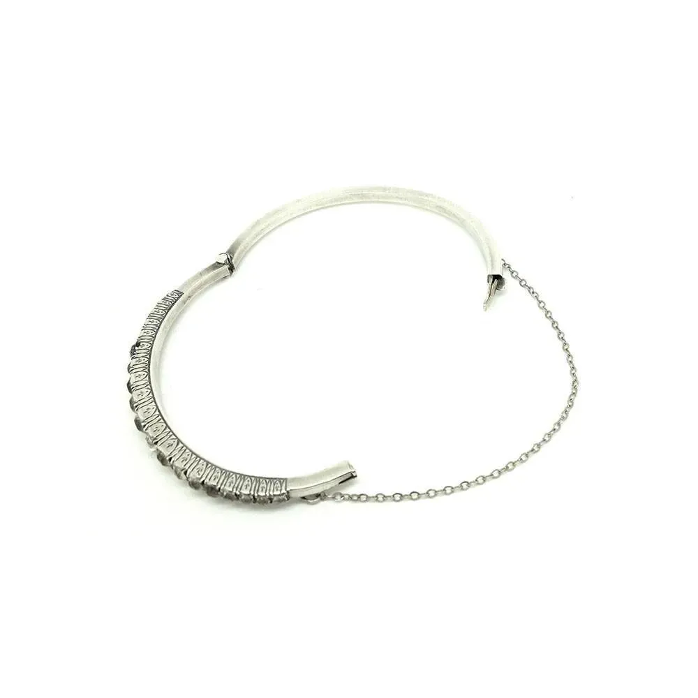 Art Deco 1920s Paste Silver Bangle Bracelet