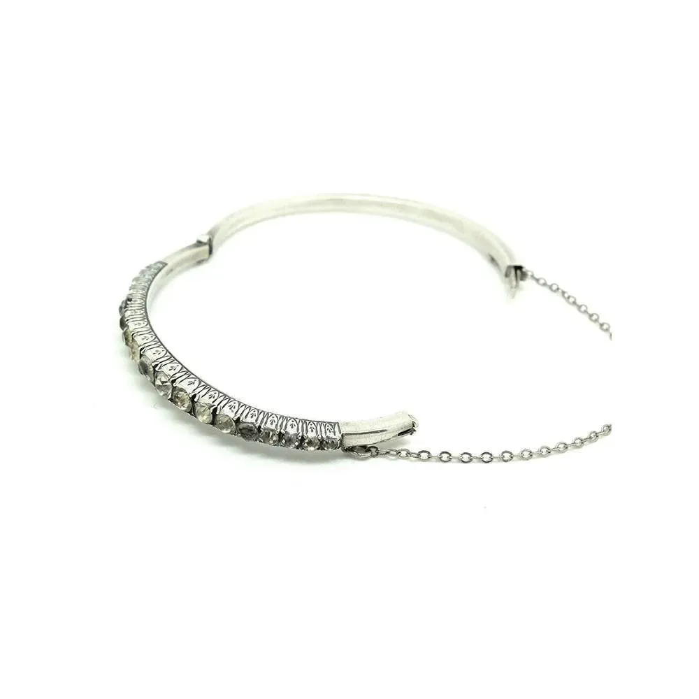 Art Deco 1920s Paste Silver Bangle Bracelet