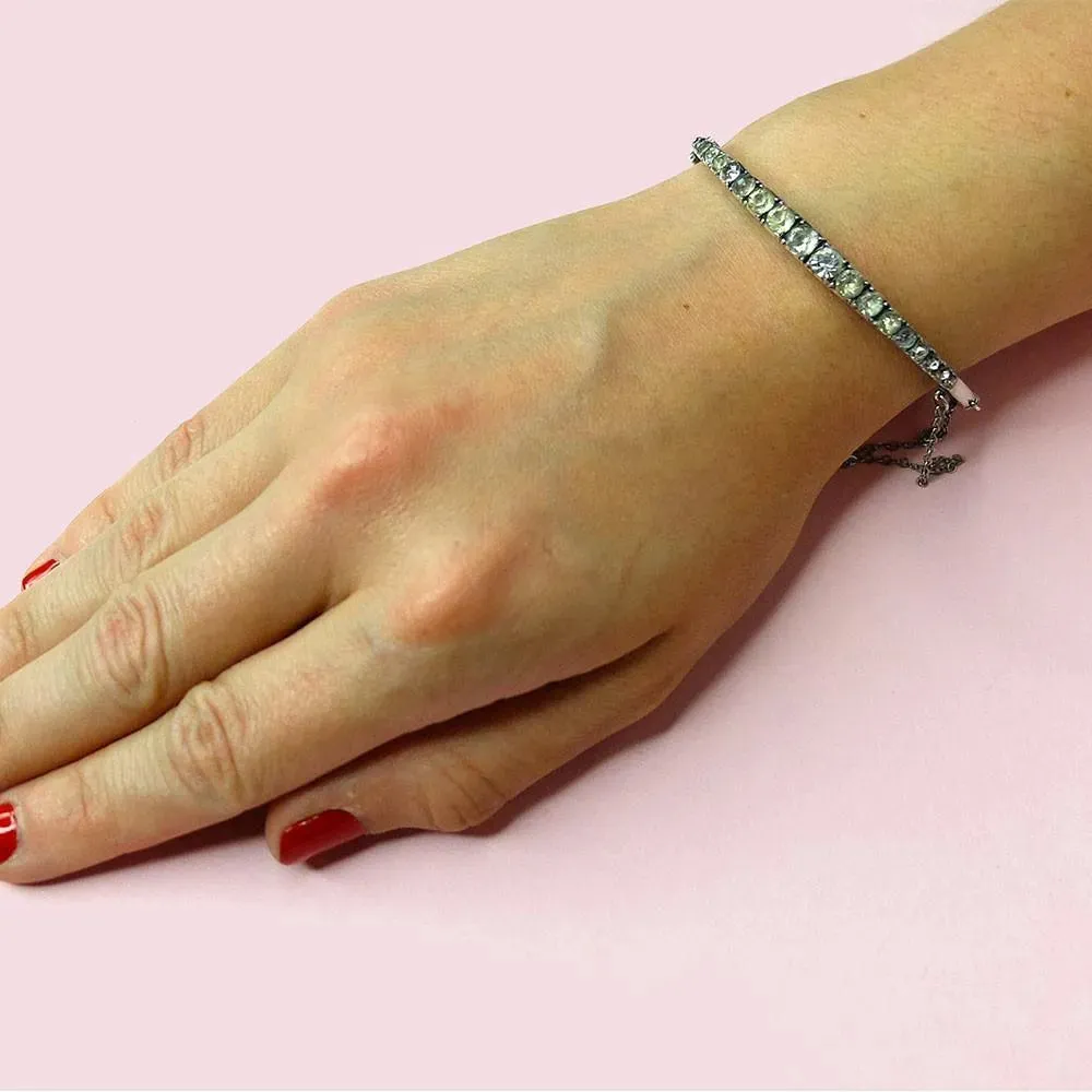 Art Deco 1920s Paste Silver Bangle Bracelet