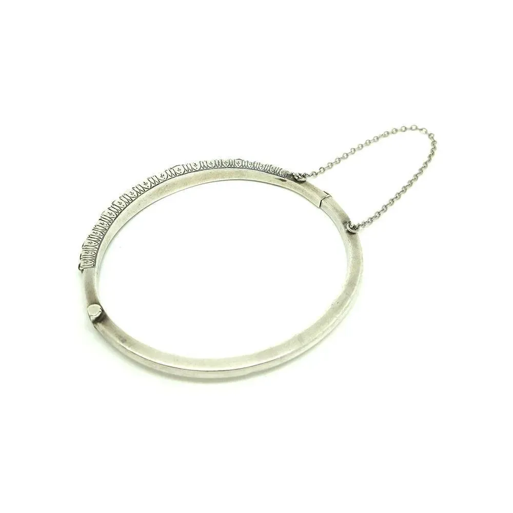 Art Deco 1920s Paste Silver Bangle Bracelet
