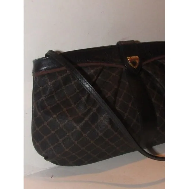 Bally Brown & Black Logo Print Leather Two- Way Cross Body/Clutch
