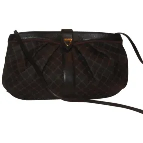 Bally Brown & Black Logo Print Leather Two- Way Cross Body/Clutch