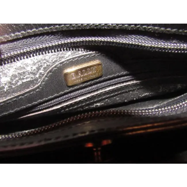 Bally Brown & Black Logo Print Leather Two- Way Cross Body/Clutch