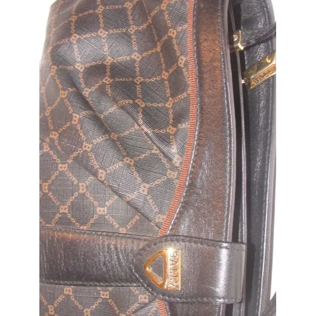 Bally Brown & Black Logo Print Leather Two- Way Cross Body/Clutch