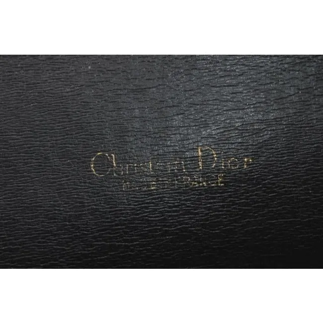 Dior Two Way Purse With Removable Adjustable Strap Black Gold Cd Accents Leather Shoulder Bag