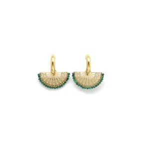 Earring Feather Fan Vert