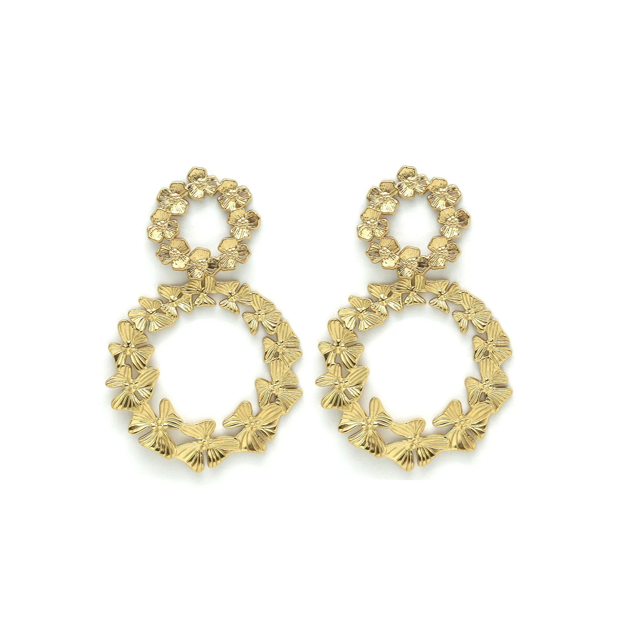 Earring Feuille Doré Circle