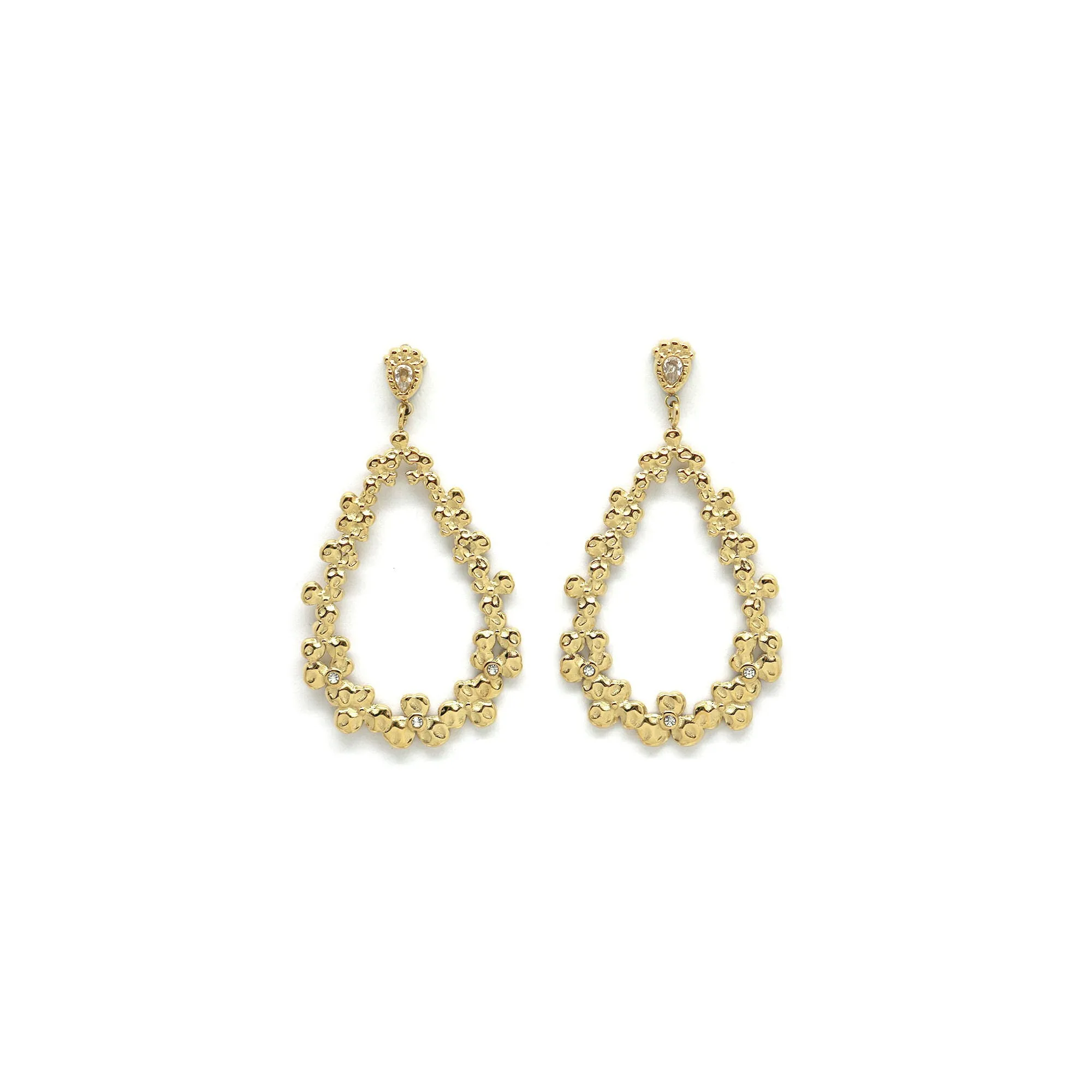 Earring Feuille Florale Doré