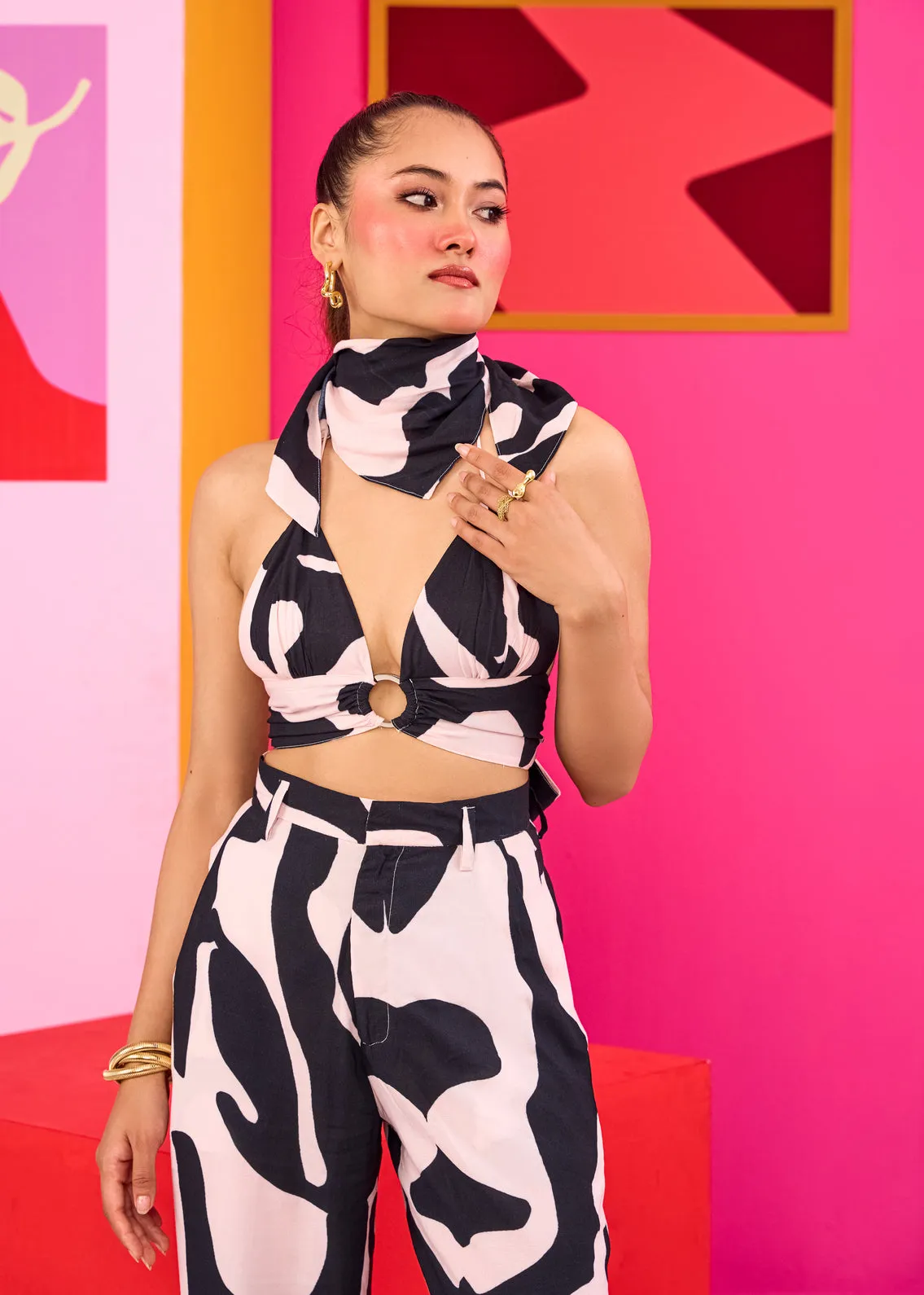 Emily in Paris: Abstract Print Rayon Scarf