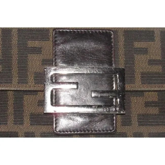 Fendi Tobacco Zucca Print Continental Style With Chrome Ff Snap Wallet