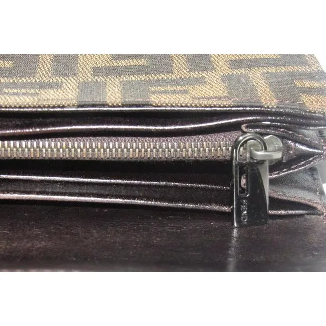 Fendi Tobacco Zucca Print Continental Style With Chrome Ff Snap Wallet