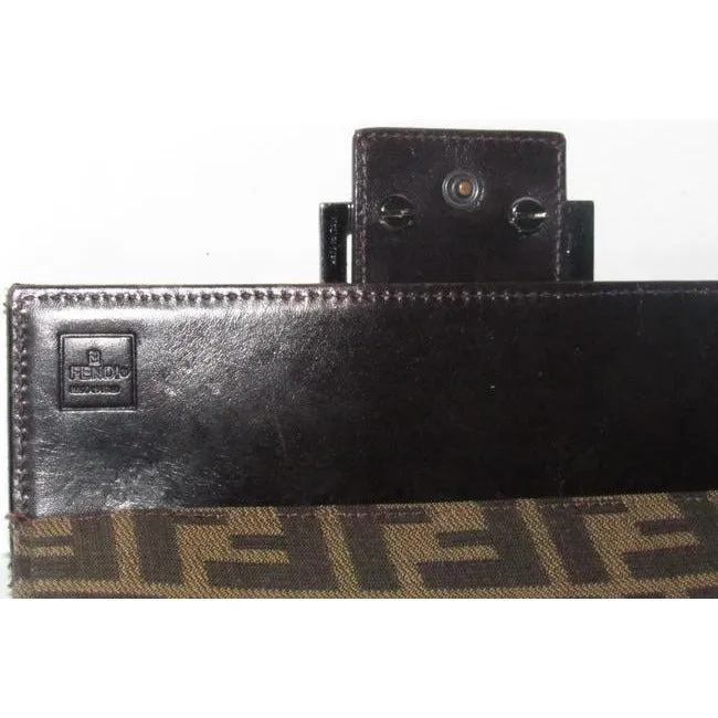 Fendi Tobacco Zucca Print Continental Style With Chrome Ff Snap Wallet