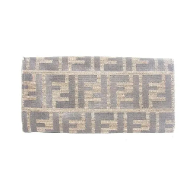 Fendi Tobacco Zucca Print Continental Style With Chrome Ff Snap Wallet