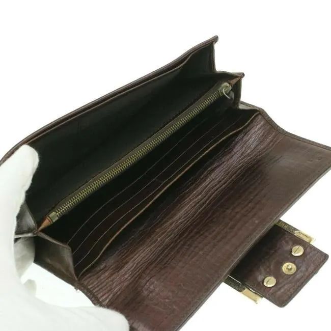 Fendi Tobacco Zucchino Print Continental Style With Chrome Ff Snap Wallet