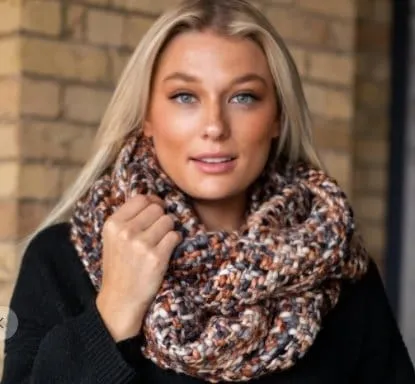 Grey Brown Infinity Scarf