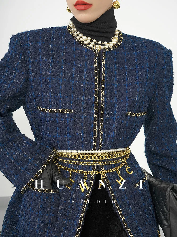 Huanzi new collection-level high-definition small fragrant wind jacket female plaid suit with a complete set- Bibi