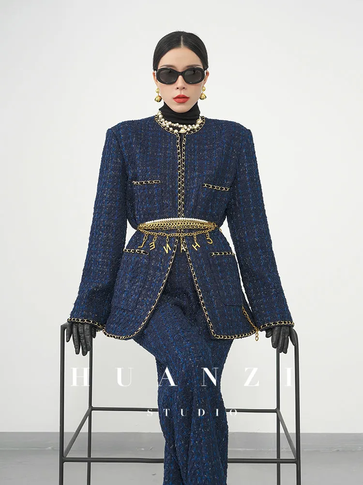Huanzi new collection-level high-definition small fragrant wind jacket female plaid suit with a complete set- Bibi