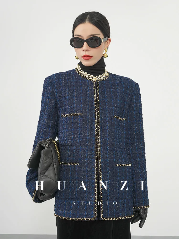 Huanzi new collection-level high-definition small fragrant wind jacket female plaid suit with a complete set- Bibi