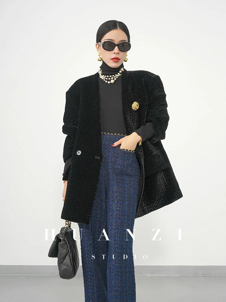 Huanzi new collection-level high-definition small fragrant wind jacket female plaid suit with a complete set- Bibi