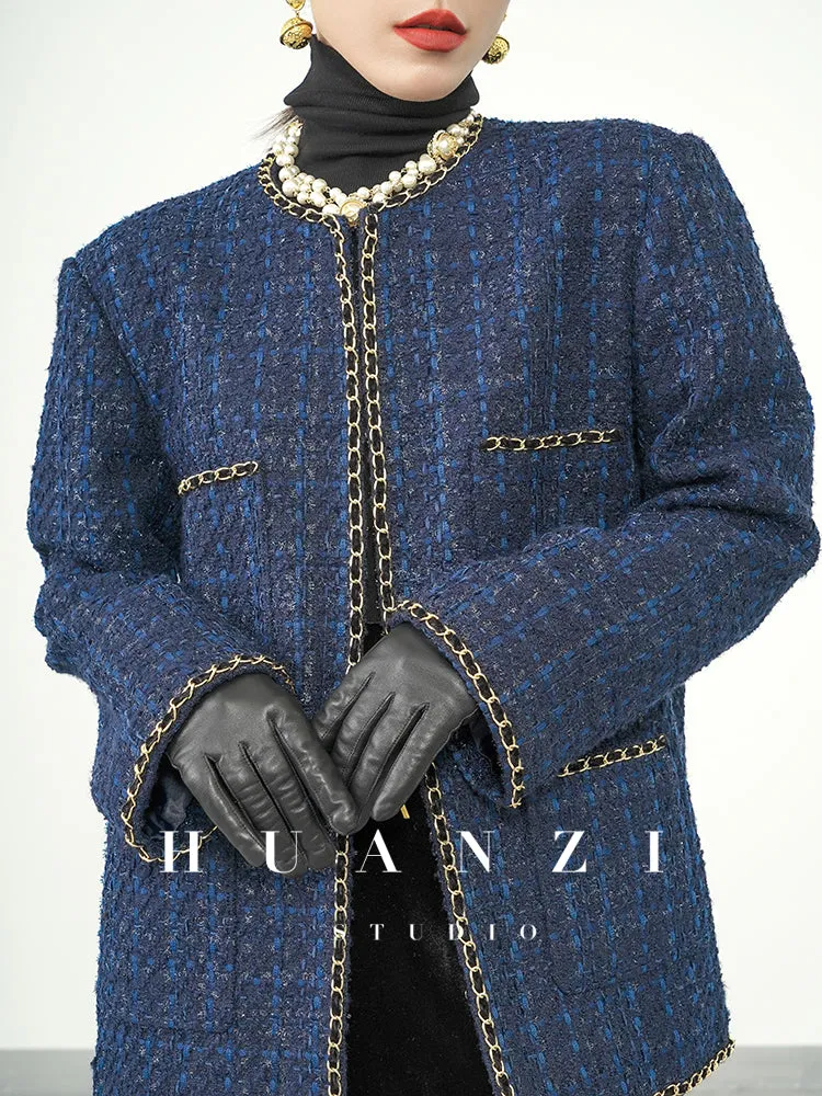 Huanzi new collection-level high-definition small fragrant wind jacket female plaid suit with a complete set- Bibi