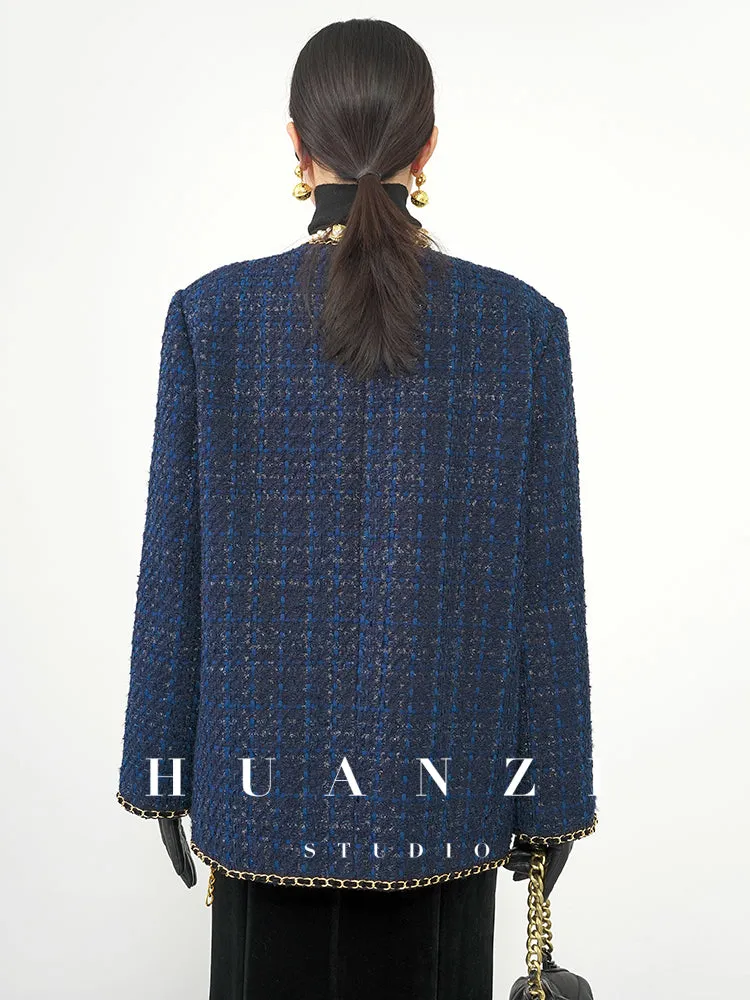 Huanzi new collection-level high-definition small fragrant wind jacket female plaid suit with a complete set- Bibi