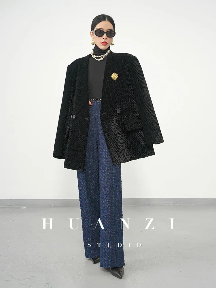 Huanzi new collection-level high-definition small fragrant wind jacket female plaid suit with a complete set- Bibi