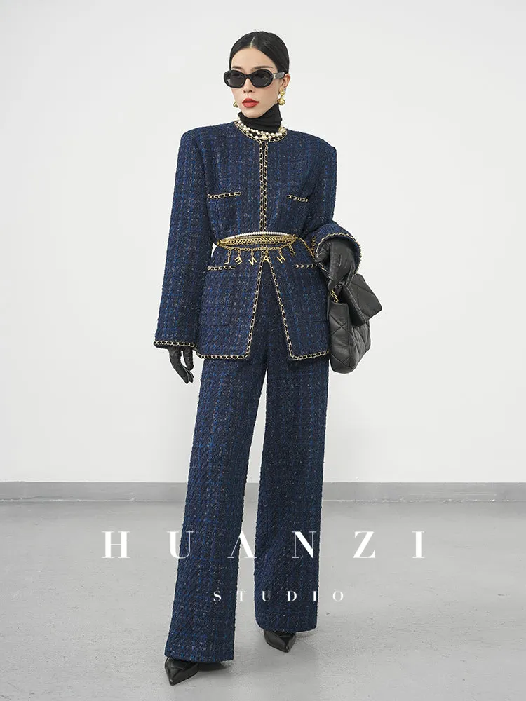 Huanzi new collection-level high-definition small fragrant wind jacket female plaid suit with a complete set- Bibi