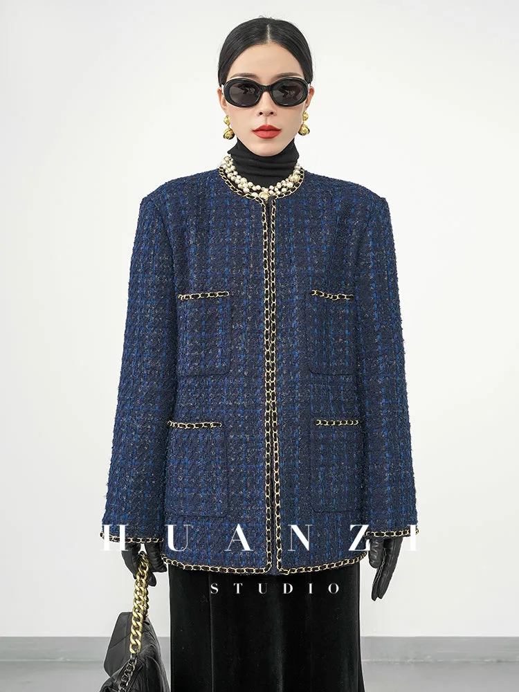 Huanzi new collection-level high-definition small fragrant wind jacket female plaid suit with a complete set- Bibi