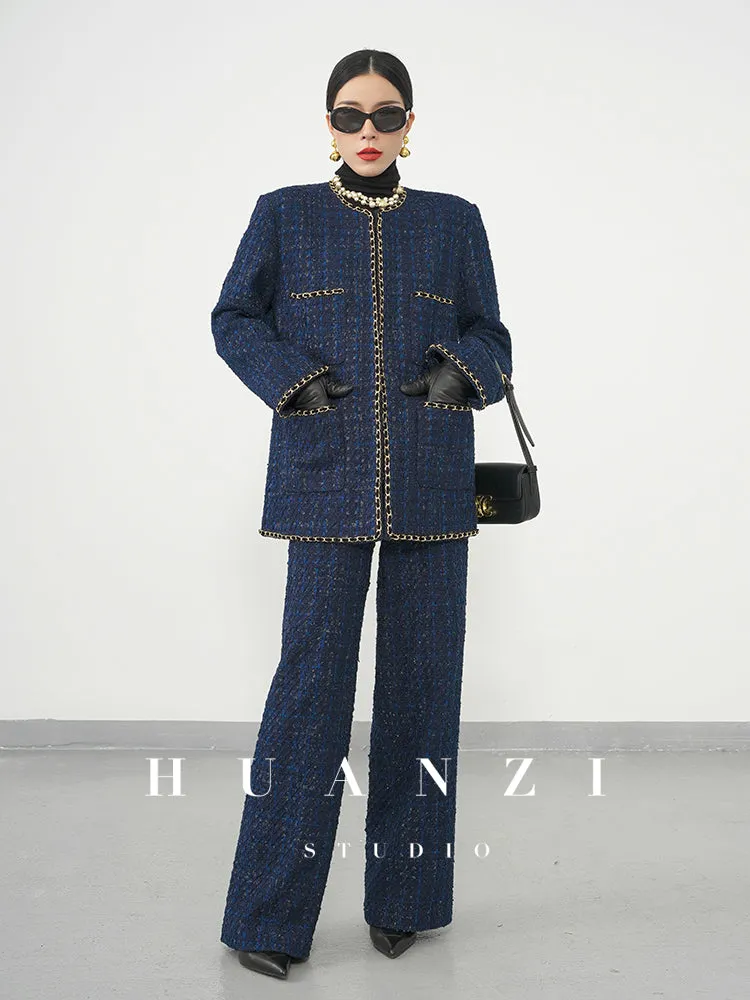 Huanzi new collection-level high-definition small fragrant wind jacket female plaid suit with a complete set- Bibi