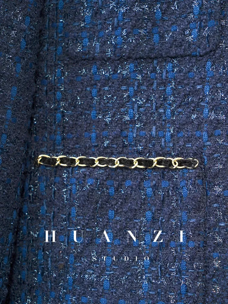 Huanzi new collection-level high-definition small fragrant wind jacket female plaid suit with a complete set- Bibi