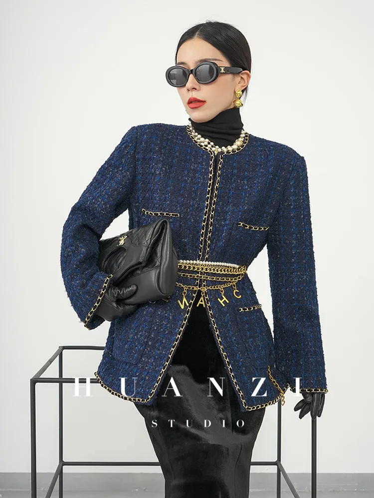 Huanzi new collection-level high-definition small fragrant wind jacket female plaid suit with a complete set- Bibi