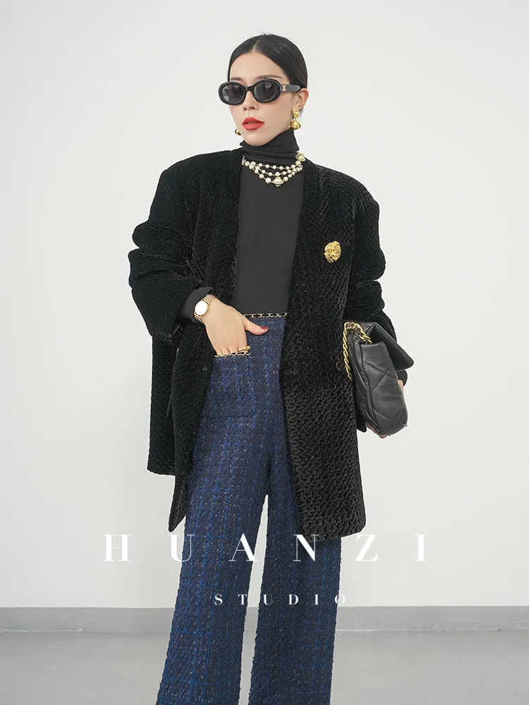 Huanzi new collection-level high-definition small fragrant wind jacket female plaid suit with a complete set- Bibi