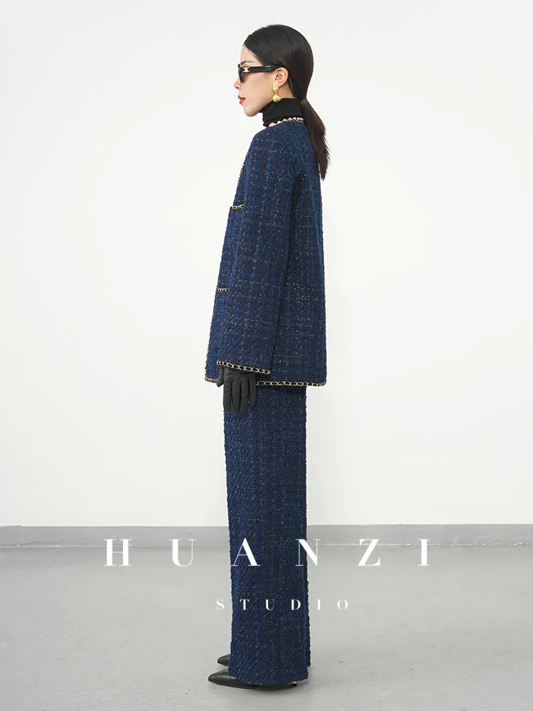 Huanzi new collection-level high-definition small fragrant wind jacket female plaid suit with a complete set- Bibi