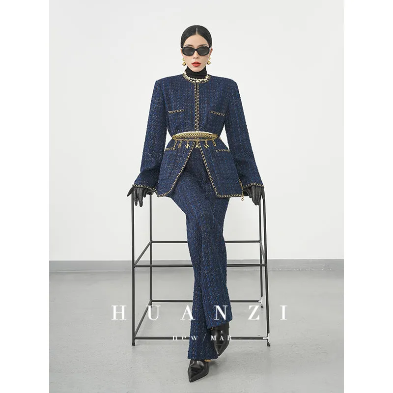 Huanzi new collection-level high-definition small fragrant wind jacket female plaid suit with a complete set- Bibi