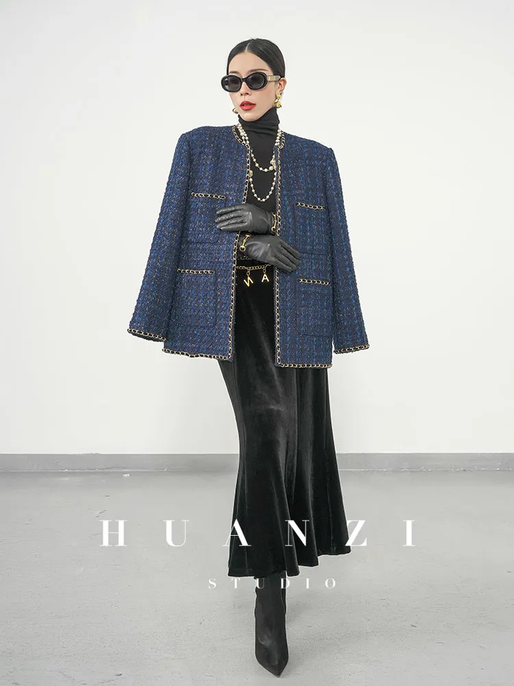 Huanzi new collection-level high-definition small fragrant wind jacket female plaid suit with a complete set- Bibi