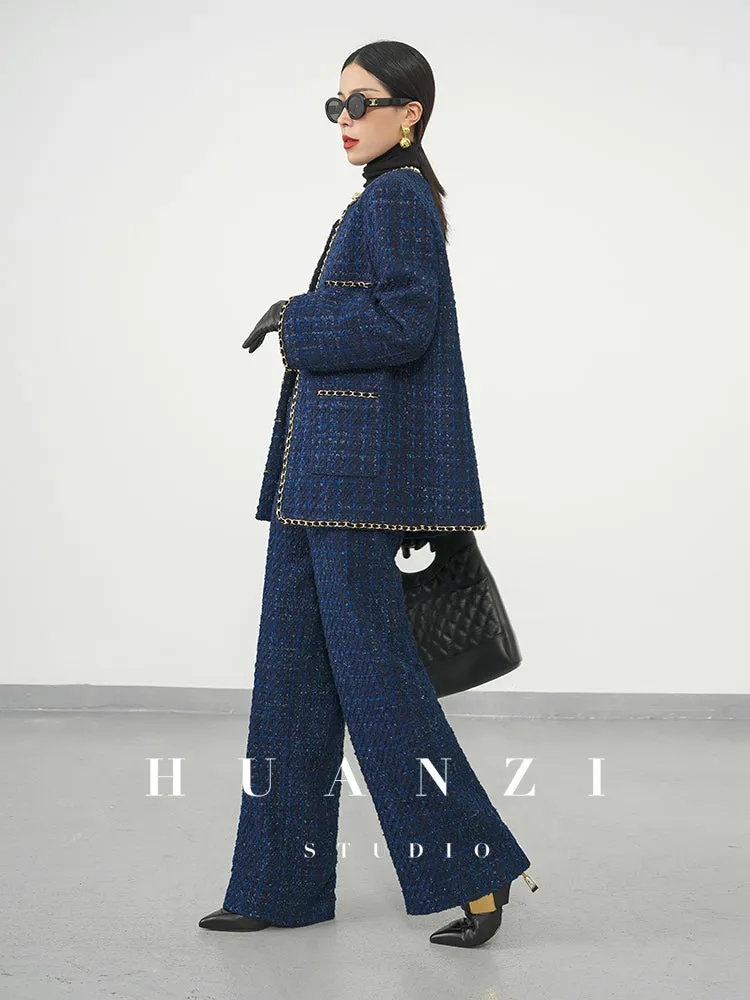 Huanzi new collection-level high-definition small fragrant wind jacket female plaid suit with a complete set- Bibi