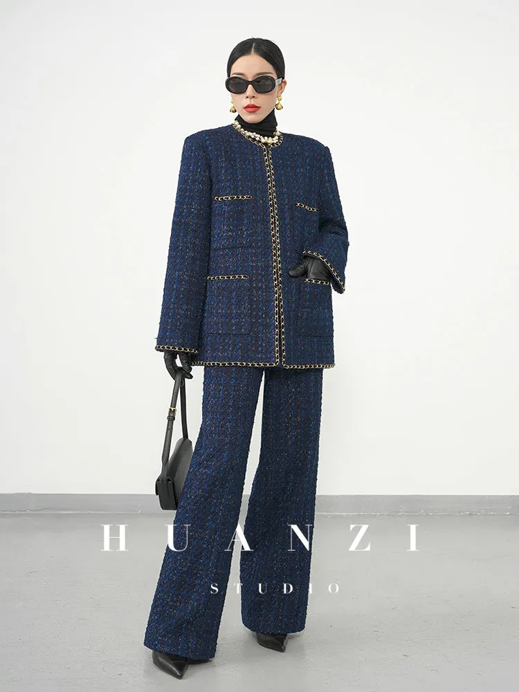 Huanzi new collection-level high-definition small fragrant wind jacket female plaid suit with a complete set- Bibi