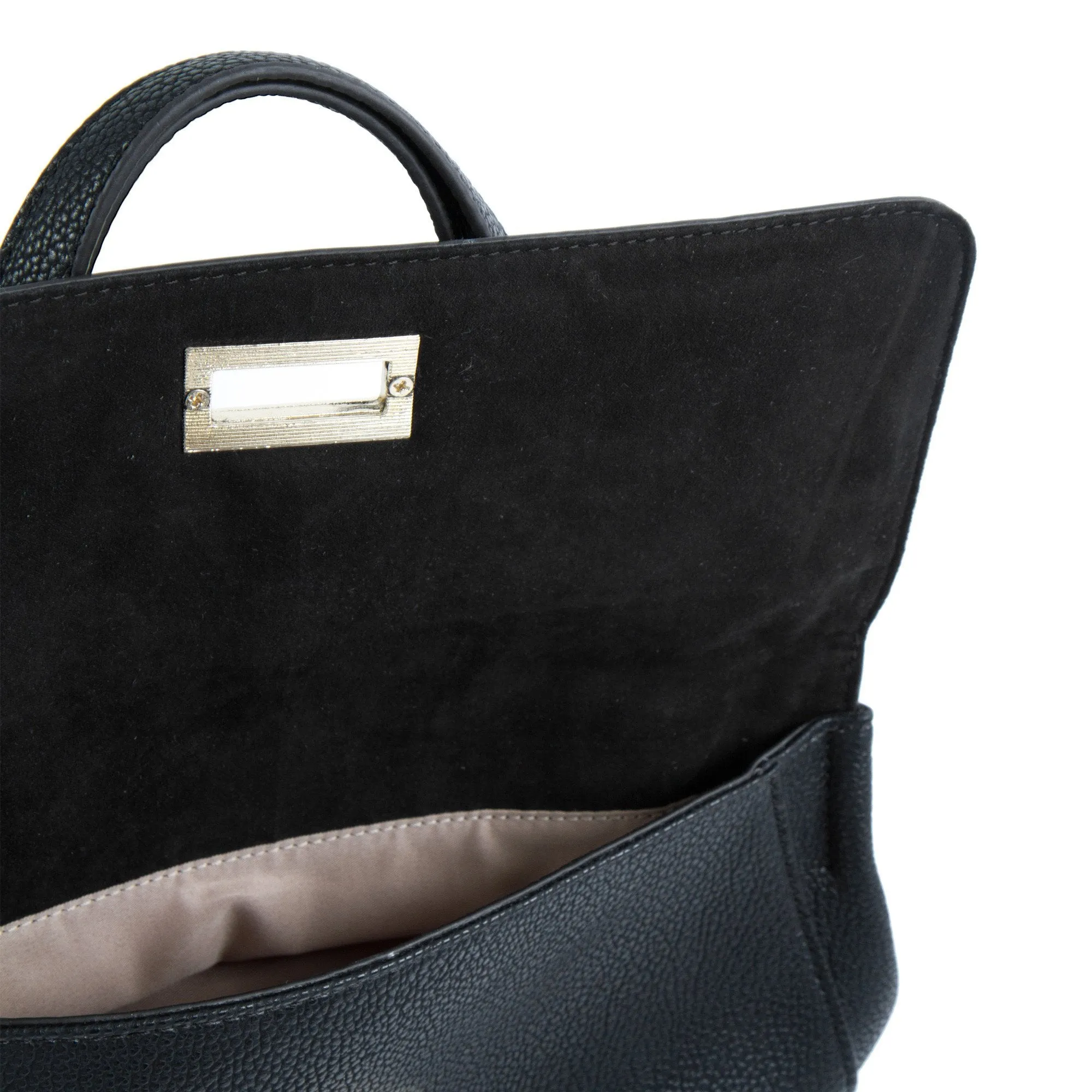 La Mode Dual-Flap Satchel - Black/Grey