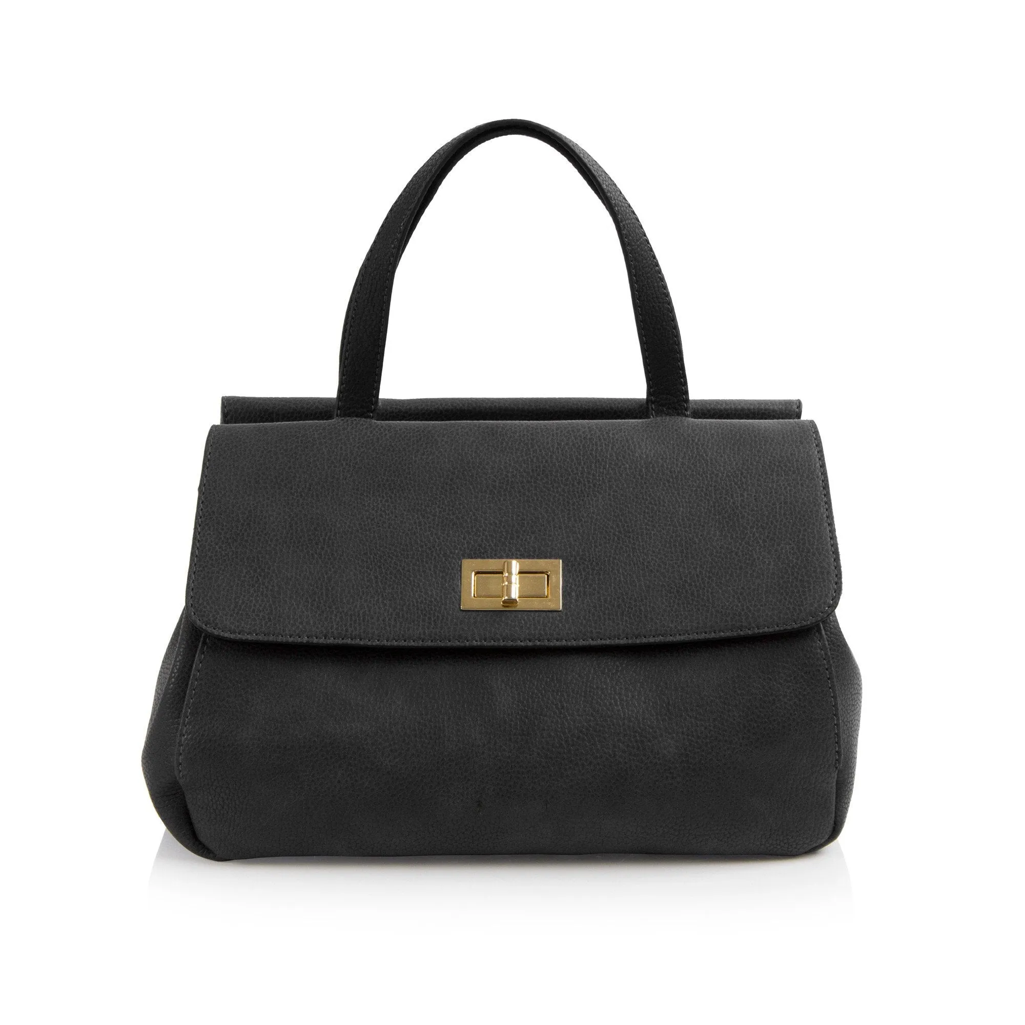 La Mode Dual-Flap Satchel - Black/Grey
