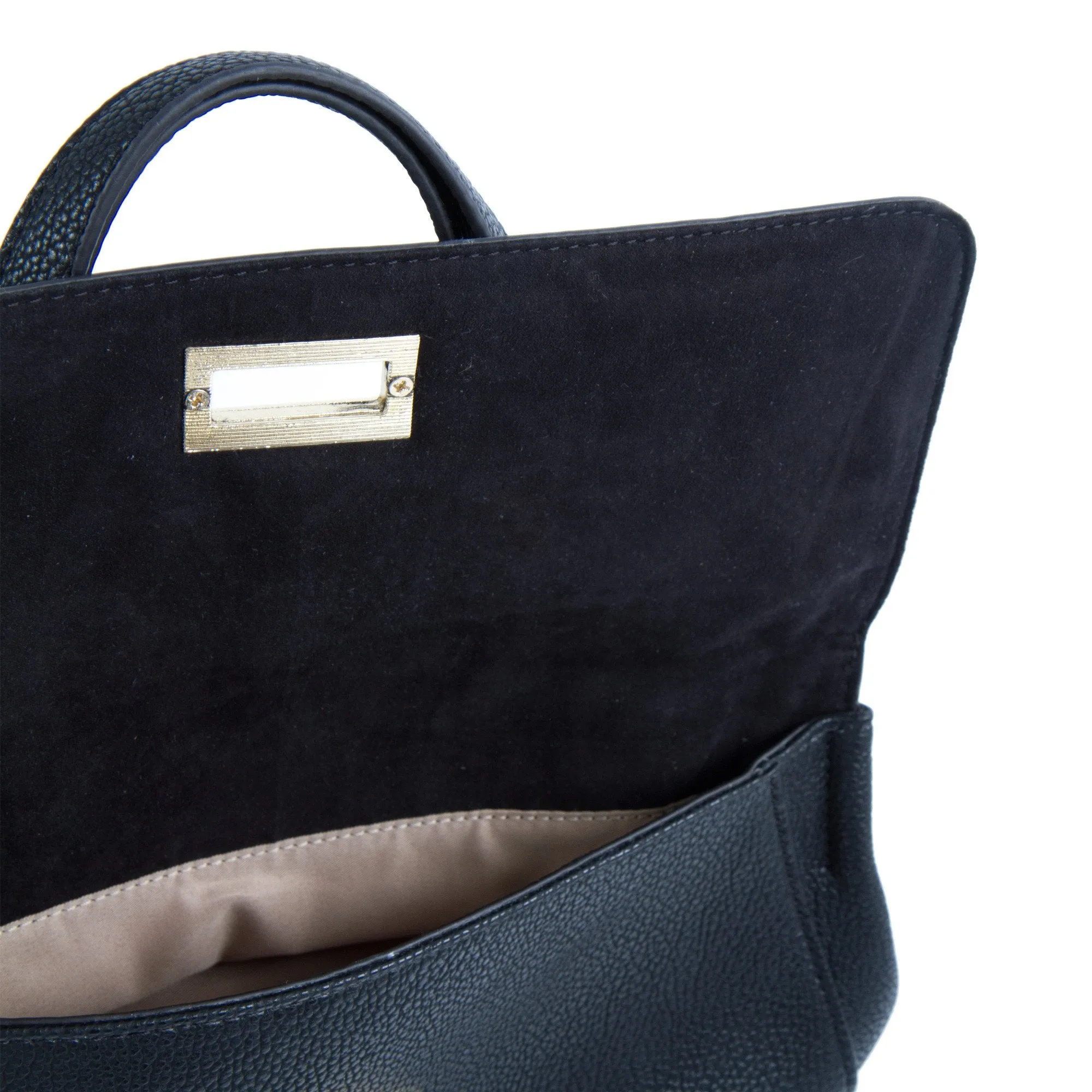 La Mode Dual-Flap Satchel - Navy/Grey