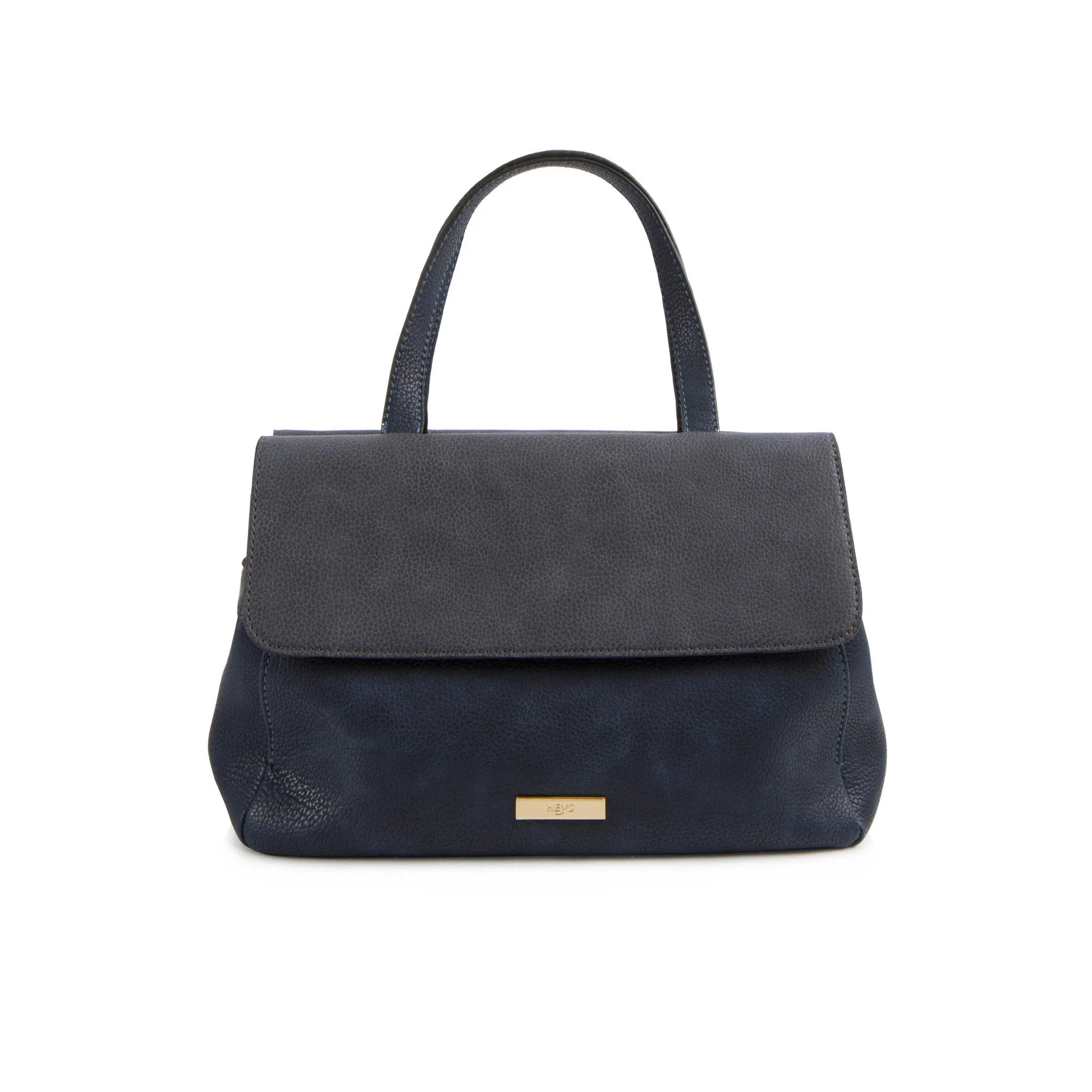 La Mode Dual-Flap Satchel - Navy/Grey