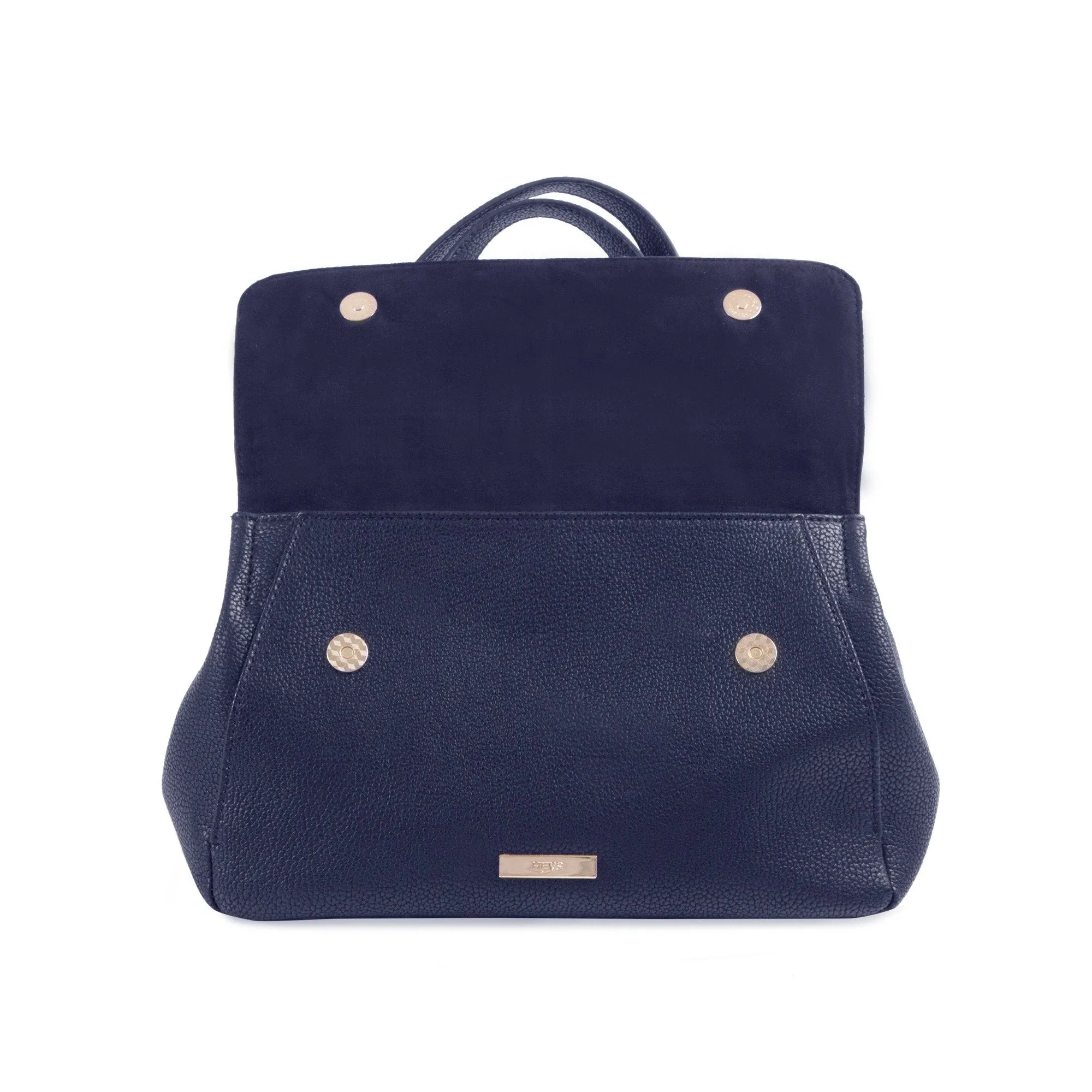 La Mode Dual-Flap Satchel - Navy/Grey