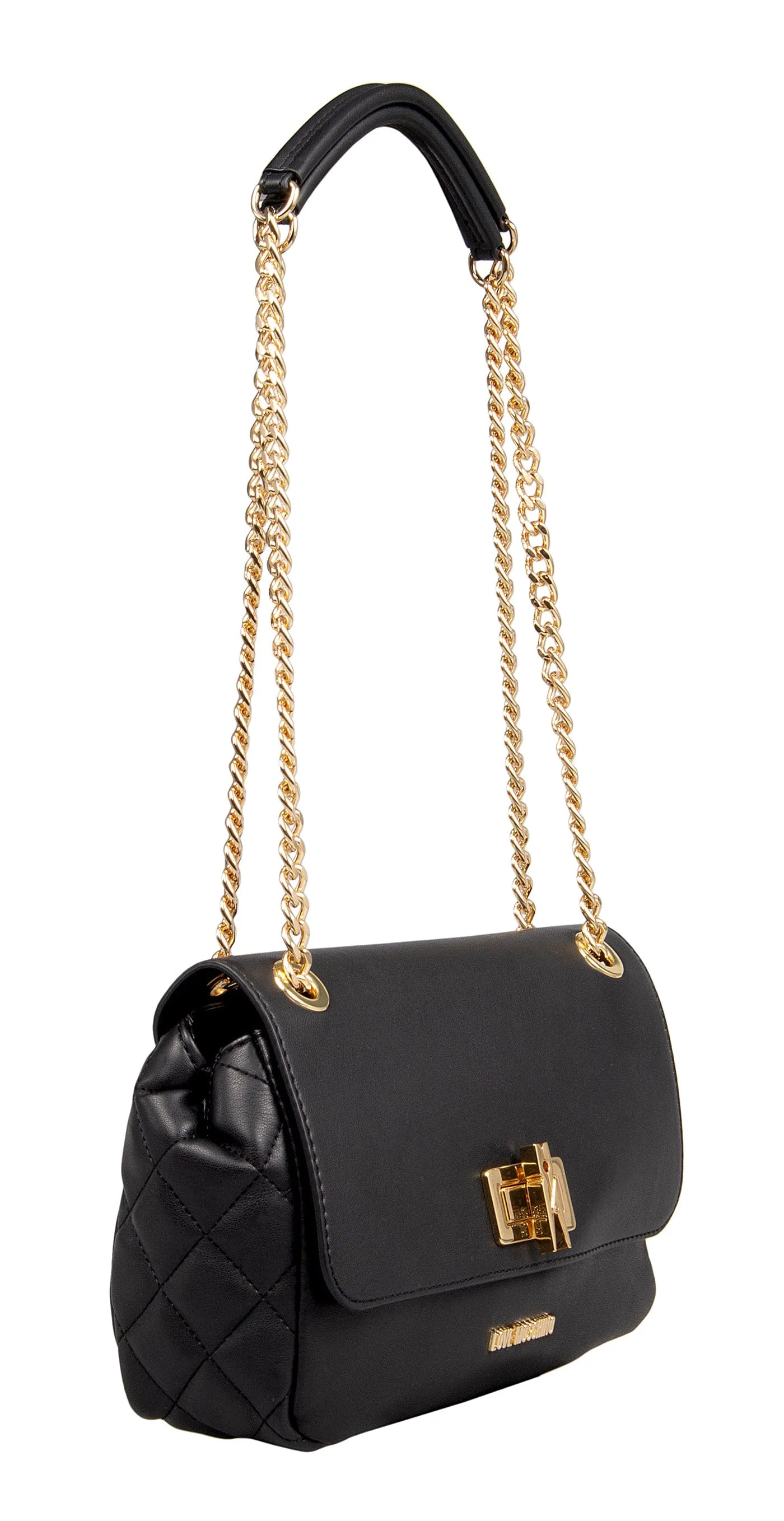 Love Moschino Black Quilted Classic Clutch Medium Shoulder Bag