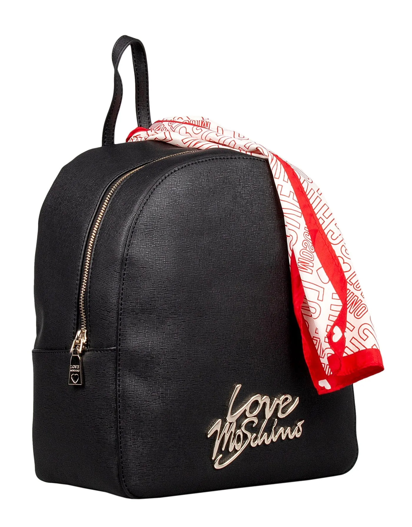 Love Moschino Black Scarf Embellished Classic Love Structured Backpack